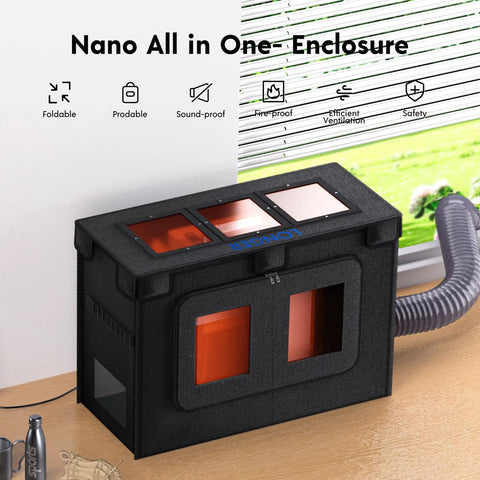 Heavy-Duty Laser Engraver Enclosure With Exhaust Vent And Smoke Odor Shield For Most Laser Engraving Machines, Sized 28.8x15x21.6 In, Flame-Retardant Glass Fiber Cloth.