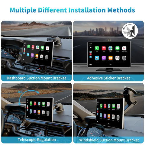 9 Inch Wireless Apple CarPlay And Android Auto Dash Receiver installation methods in a car