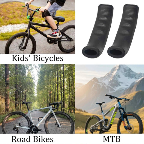 Three Pairs Black Bicycle Brake Lever Grips With Anti Slip Silicone Texture for mountain and road bikes.