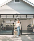 Heavy Duty 16x7 Ft Magnetic Garage Door Screen With Weighted Bottom For Two Car Garage installed on white garage