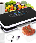 Automatic Vacuum Sealer For Food Storage With Starter Kit and Quick Start Guide, black and white with vacuum bags and accessories