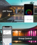 Smart RGB LED Flood Light 25W Tunable White 2700K-6500K Outdoor Uplights IP66 with app control and timers for house event lighting