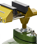 Dope Precision Vise With Integrated Clamp For Milling And Projects, 2-3/4 Inch Capacity, Die-Cast Zinc Green And Gold Finish, Rotates In All Directions, FMZ Style Bench Vise For Hobbyists And Pros, Durable Machining Tool, bench vise with swivel base and clamp
