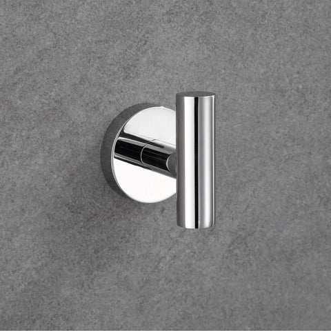 Polished Chrome 5 Piece Bathroom Hardware Set With 24 Inch Double Towel Bar Modern Style Accessories Kit Rust Resistant Stainless Steel