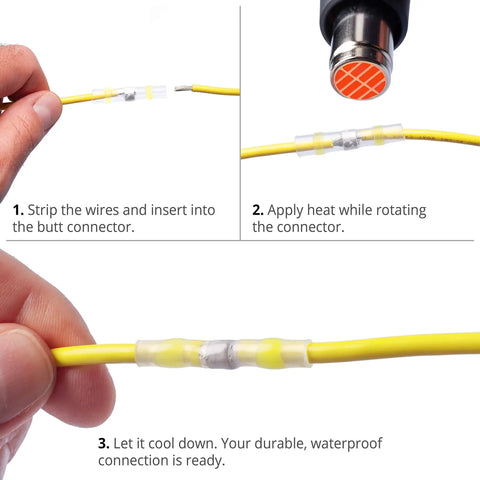Solder Seal Wire Connectors Kit With Heat Shrink Sleeves, Waterproof No Fuss Self Soldering Butt Connectors For 26-10 AWG, 110 Pcs