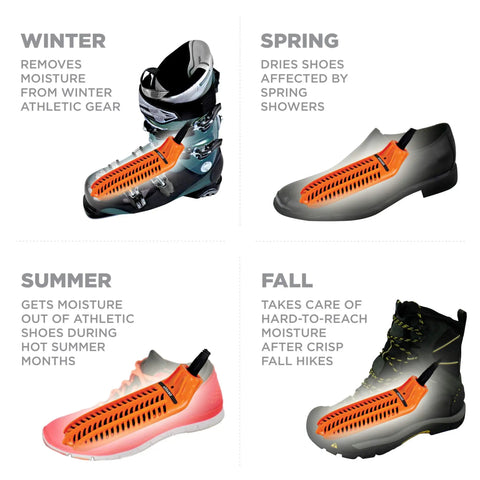 Ready In A Snap Boot Dryer And Portable Shoe Dryer Featuring Hybrid Forced Air Heating To 99 Degrees for seasonal moisture removal.