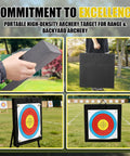 Archery Target For Backyard Practice, 19.7 Inch Square, 2 Inch Thick Foam Target with EVA Material, shown in various usage scenarios.
