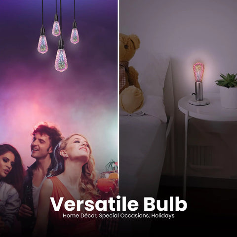 Infinity 3D Fireworks Multicolor LED Bulb for Party Vibes Prism ST19 Style LED Bulb ST19 Prism LED 1 Count Vintage Shape Firework Burst Lighting Perfect For Bedrooms Patios And Festive Gatherings