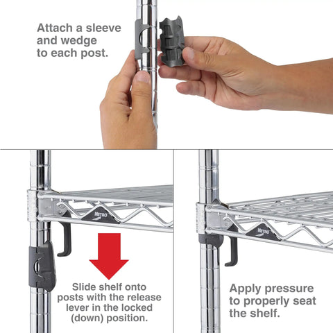 Top Shelf Replacement Lever Wedge Kit With Durable Sleeves And Corner Releases For Super Adjustable Super Erecta Wire Shelving No Sweat Height Setup Reliable Hardware