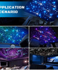 Car Starlight Headliner Kit With Dope 4 Color Fiber Optic Ceiling Lights installed in various settings