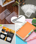 Collage featuring Heavy Duty One Hole Punch for Crafting and Card Making, portable handheld puncher, plastic tags, and scrapbook supplies