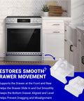 Heavy Duty Replacement Range Oven Drawer Glide Kit Includes Front and Rear Slides Fits Parts 3051162 and 3051163 is shown with smooth drawer glides.