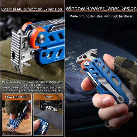 All In One EDC Multitool With Pliers And Fire Starter 20 Function Kit With Replaceable 5Cr15MoV Blade Wire Cutters in hand