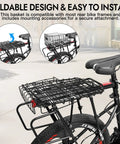 Rear Bike Basket With Removable Insulated Liner Ride Ready Rainproof Cover Cargo Net Quick Release Folding Design on bike