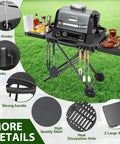 Portable Indoor Grill Table Stand For Ninja Woodfire OG701 OG850 OG951 Series 51 Inch Wide Folding Tailgating Table with grill.