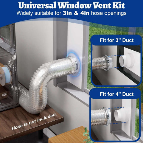 Window Vent Kit With Louvered Cover For 3 Inch And 4 Inch Vent Hose Fits Dryers Laser Engravers And 3D Printer Enclosures.