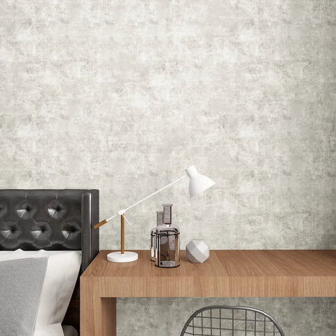 Bedroom wall with Concrete Wallpaper Peel And Stick With Limewash Texture For Walls Dope Cement Look Waterproof Removable Self Adhesive Contact Paper