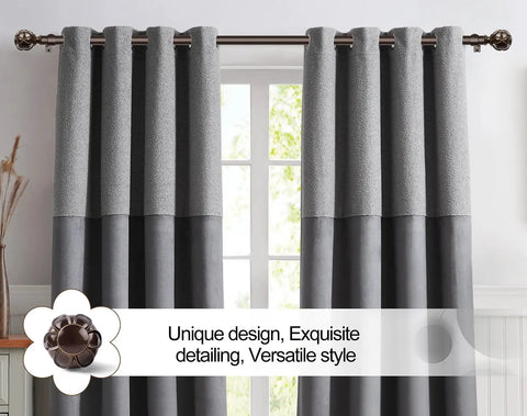 Heavy Duty Adjustable Curtain Rod Set Stretch From 32 To 144 Inches, 7/8 Inch Diameter Bronze Telescoping Rod With Netted Texture Finials
