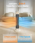 25 Inch Infrared Space Heater 1500W With Remote For Fast Warm Up, shown in living room with orange and blue airflow.
