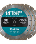 14 Inch Diamond Blade Segmented General Purpose For Concrete Block And Brick Pro Grade Contractor 3 Pack With 12mm Segments
