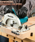 16 Inch Circular Saw Guide Rail With Nine Smooth Rollers For Rock Solid Cuts And Bullseye Accuracy Adjustable Rip Edge Cutting Rail With Laser Scale For Easy Woodworking And Pro Builder Projects in use with a Makita circular saw.