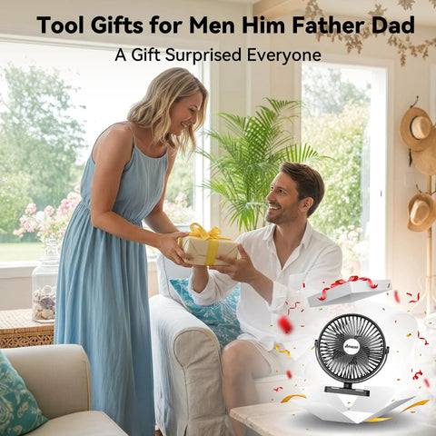 Top Shelf Magnetic Rechargeable Travel Fan For Golf Carts And Cruise Ships 10000Mah Battery in a gift setting.