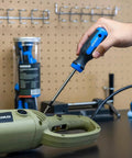 Person using 10 Piece Magnetic Screwdriver Set With Phillips And Flathead Bits, Heat Treated CRV Steel on power tool