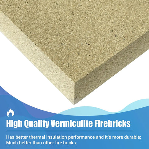Close-up view of Beefy Vermiculite Woodstove Fire Bricks Replacement Set, showing texture and thickness, 9x4.5x1.25 inches.