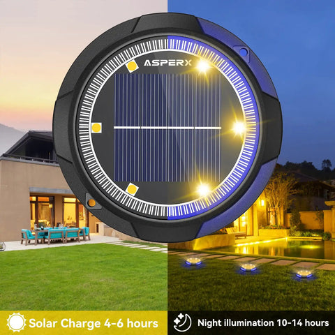 8 Pack Solar Ground Lights IP65 Waterproof LED In Ground Lights for Pathway Yard Garden Deck Driveway Lawn with warm blue hue