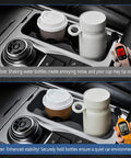 Comparison of Ford Explorer cup holder with and without silicone center console protector inserts, 2020-2024 models.