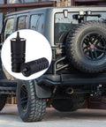 Four Pack Spare Tire Bump Stop Kit for Jeep Wrangler JK JL 2007 to 2024 installed with antirattle tailgate stabilizers