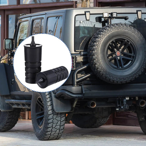 Four Pack Spare Tire Bump Stop Kit for Jeep Wrangler JK JL 2007 to 2024 installed with antirattle tailgate stabilizers