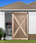 12Ft Black Sliding Barn Door Hardware Kit For Exterior Box Track Low Ceiling Compatible Outdoor Use Installed on Barn
