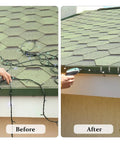 Before and after using Rugged Aluminum Roof And Gutter Deicing Cable Clips And Spacers Kit for heat tape installation on roof edge.