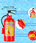 Image showing dimensions of Twelve Piece Haul Of Realistic Mini Fire Extinguisher Water Squirt Guns For Kids, 10.8cm, red plastic design.