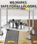 Smooth Rolling Heavy Duty Prep Table Wheels Set Of 4 Expanding Stem Casters Fit 7/8 To 1 Inch Inner Tube Legs on stainless steel kitchen cart.