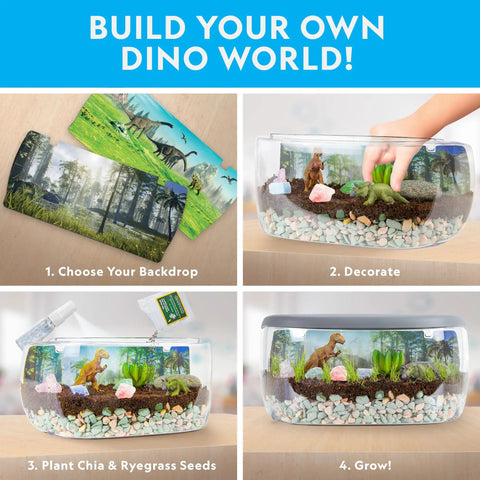 Light Up Dino Terrarium Kit For Kids Lets Them Grow Real Plants And Gemstones To Build A Prehistoric Habitat With Backdrop