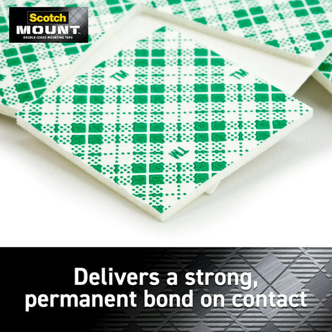 Four 1 Inch Permanent Mounting Squares Hold Up To 1 Pound Total On Contact No Mess Easy To Use White Adhesive For Painted Surfaces Metal Tile And More Ready To Apply Right Out Of The Pack