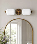 govahb 2-Light Hardwired Wall Sconces, Vintage Wall Sconce Milk Glass with ornate floral backplate and white shades.