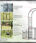 Design features of Outdoor Garden Arbor Arch Gate With Trellis Sides For Climbing Plants And Grape Vines Ideal Wedding Ceremony Decor