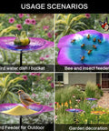 Bee Watering Station 1 Pack Bird Bath And Butterfly Cup With Flower Design Weather Resistant Metal Stakes For Outdoor Garden