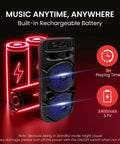 Beast 600W Peak Portable Bluetooth PA Speaker System With Dual 8 Inch Subwoofers And 1 Inch Tweeter, rechargeable battery