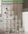 20 Cube Storage Organizer Shelves Unit DIY Plastic Modular Bookcase in Transparent White for Bedroom Living Room and Office Easy Assembly Space Saving Cubes for Books Toys Decor Perfect for a Clean Modern Vibe arranged in a living room corner
