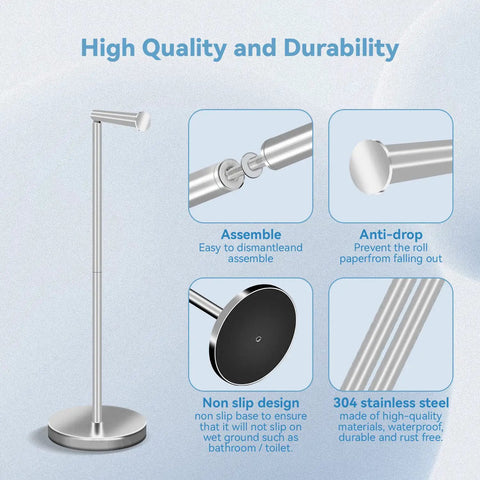 Freestanding Toilet Paper Holder With Reserve Storage Holds 3 To 4 Rolls 22 Inch Matte Black Stainless Steel Stand Features