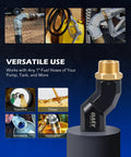 Two Piece One Inch NPT Fuel Hose Nozzle Swivel Kit With 360 Degree Rotation For Easy Safe Fueling And Flexible Angled Access Gas Pump Ready Fits Any 1 Inch Hose Or Nozzle Leak Free And Durable. Brass and black 1-inch NPT fuel hose swivel kit for gasoline, diesel, and kerosene