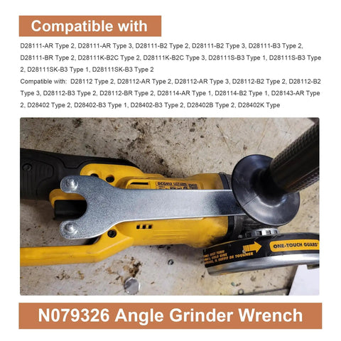 Top Shelf Two Pack Angle Grinder Wrench Compatible With DeWalt Side Spanner For D28112 And D28114 Heavy Duty Power Tool Replacement Accessory Quick Swap Fit on a DeWalt grinder.