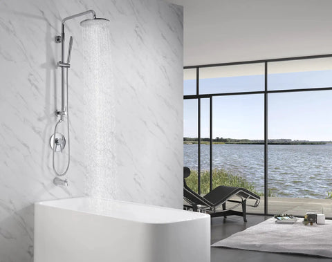 Retrofit Rain Shower System With 9 Inch Rain Shower Head 2.5 GPM Chrome Finish No Fuss DIY Install At Your Current Showerhead Location