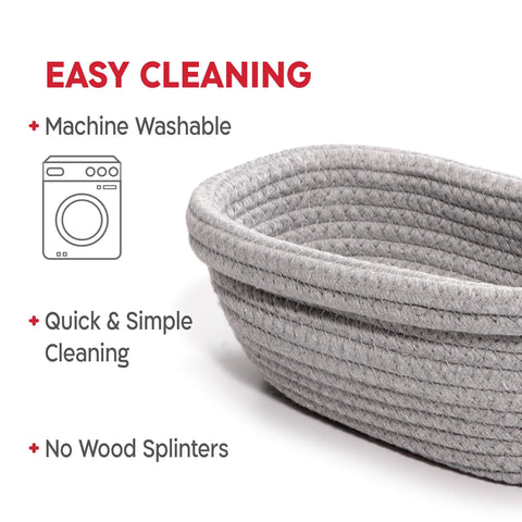 Cotton Rope Banneton Bread Proofing Basket Set With Liners And Covers, oval basket, easy to clean, machine washable, splinter-free