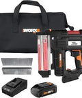 20V Cordless 18 Gauge Nail and Staple Gun With Power Share 2 In 1 Tool and accessories, including nails, battery, and charger