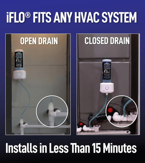 Smart Air Conditioning Drain Line And Drain Pan Cleaner With Bio Enzymatic Cleaning Solution, App Controlled, open and closed drain.